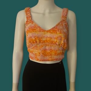 STITCH & PINE Watercolor Chiffon V-neck Sleeveless Strappy Crop Top